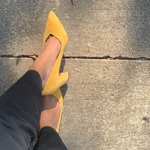 Marc Fisher Zala Block Heels in Canary Yellow
